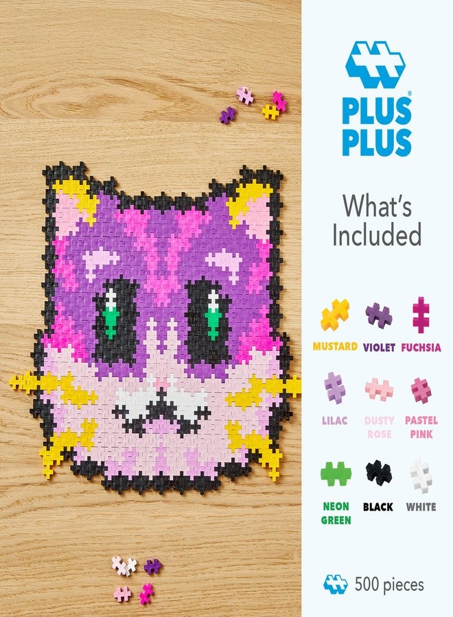 Plus-Plus Plus Plus Puzzle By Number, 500 Piece Mini Interlocking Hashtag Color Blocks, 3D Pixel Art Kit for Kids - Kitten - Image 3
